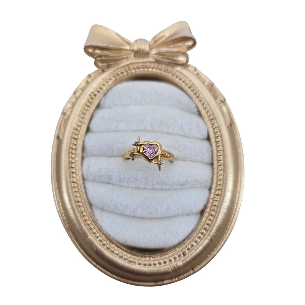 Unbranded Fashion Ring Women Size 7 Pink Heart Gold Star Celestial EUC